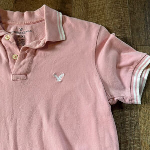 Men's American Eagle Pink Polo Shirt Size XS Clearance
